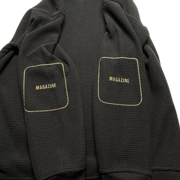 D MAGAZINE Men Pullover Textured Sweatshirt Sz L Black Embroidered Logo 22-13 - Picture 6 of 12